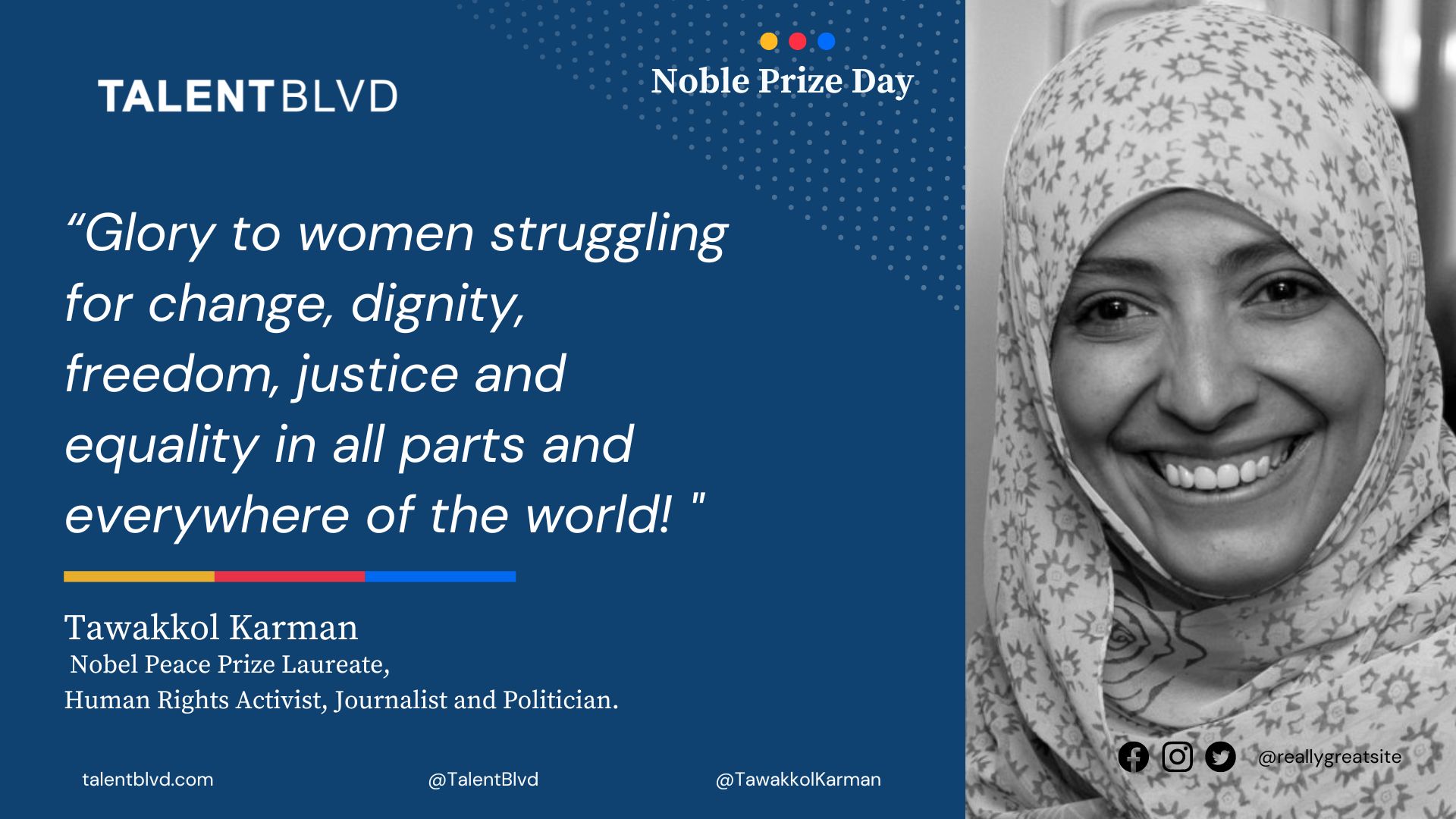 Blog post thumbnail:Honoring Tawakkol Karman on Nobel Prize Day